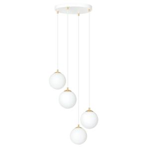 Suspension blanche à hauteur réglable et 4 sphères en verre…