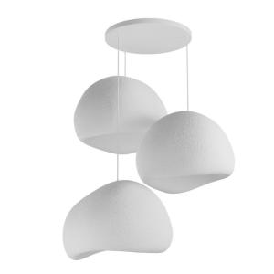 Suspension blanche design 3 abat-jour organiques 42 cm