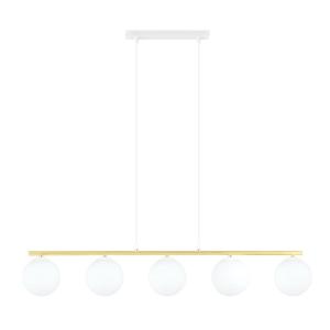 Suspension blanche et dorée à hauteur réglable et 5 sphères…