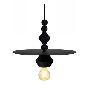 Suspension bois noir  abat-jour métal noir