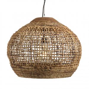 Suspension boule" 60x60cm en abaca couleur naturelle et tec…