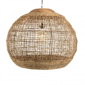 Suspension boule" 83x83cm en abaca couleur naturelle et tec…