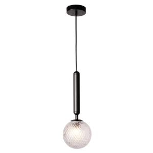 Suspension boule de verre et douille noire