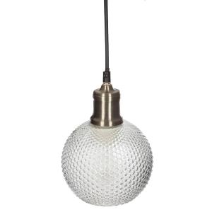 Suspension boule verre strié D15cm