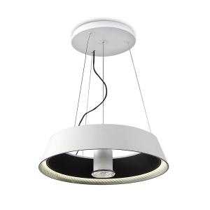 Suspension circulaire LED en métal blanc et noir 60cm