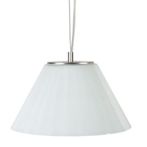 Suspension cône H80cm verre abat-jour verre blanc