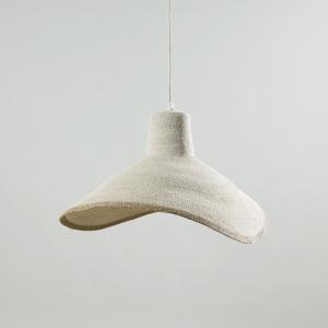 Suspension conique en jute crème et liseré marron