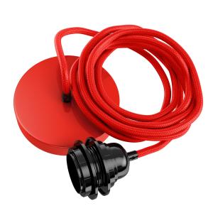 Suspension corde 1 cordon tissé coton rouge 2.5m