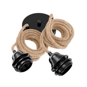 Suspension corde 2 cordons tissés ficelle brut noir 2.5m