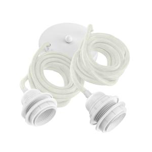 Suspension corde 2 cordons tissés lin français blanc 2.5m