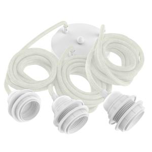 Suspension corde 3 cordons tissés lin français blanc 2.5m