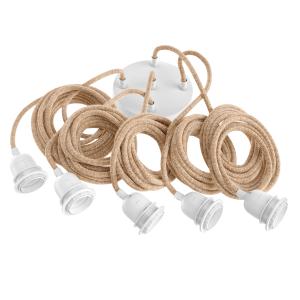 Suspension corde 5 cordons tissés ficelle blanc 2.5m