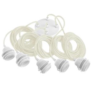 Suspension corde 5 cordons tissés lin français blanc 3.5m