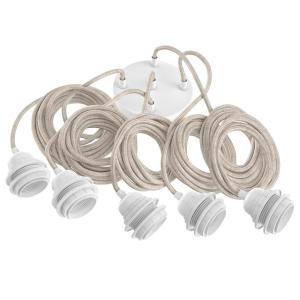 Suspension corde 5 cordons tissés lin français brut blanc 3…