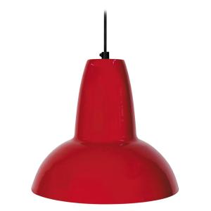 Suspension cordon noir  abat-jour métal rouge