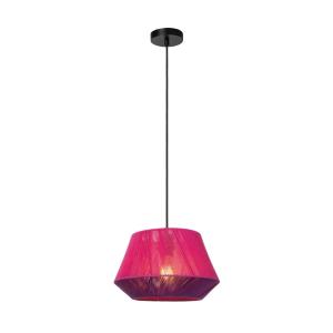 Suspension coton 1 lumière rose