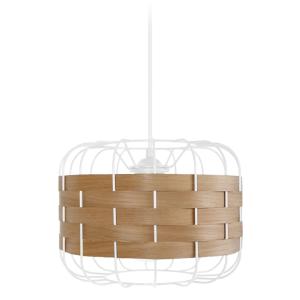 Suspension  cylindre H80cm metal abat-jour métal  et bois b…