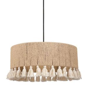 Suspension cylindrique métal coton Charlotte noire beige