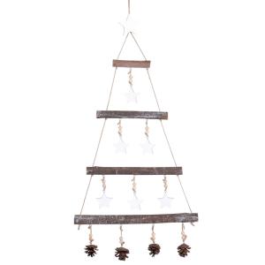 Suspension de Noël sapin étoilé blanc et marron
