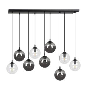 Suspension de style vintage avec 9 sphères grises et transp…