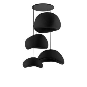 Suspension design noire 4 abat-jour organiques