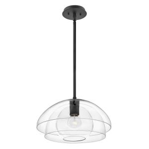 Suspension en acier, allu et verre clair finition noir