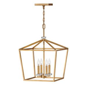 Suspension en acier et cristal finition laiton vieilli