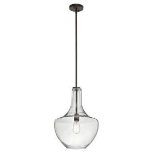 Suspension en acier et verre, finition bronze antique