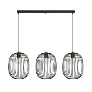 Suspension en métal avec 3 abat-jour cylindriques en grille…