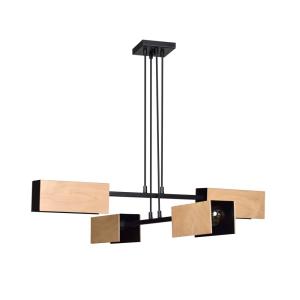 Suspension en métal avec 4 abat-jour rectangulaires noirs e…