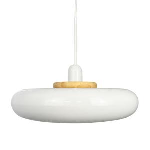 Suspension en métal blanc et bois