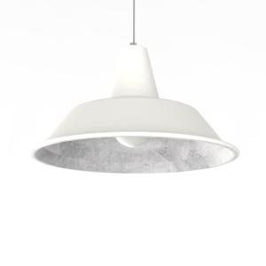 Suspension en métal blanc et feuille d'argent interne E27