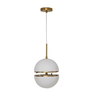 Suspension en métal doré avec globe en verre blanc - H25 cm…