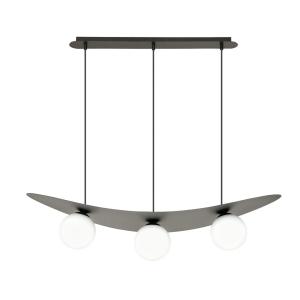 Suspension en métal et verre noir, H: 100cm