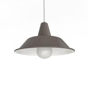 Suspension en métal gris brillant et blanc interne E27