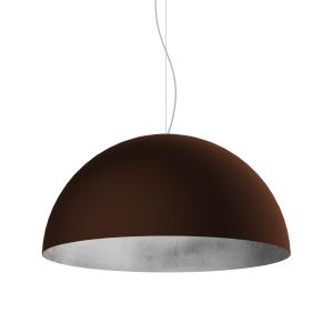 Suspension en métal marron et feuille argent interne E27