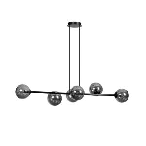 Suspension en métal noir avec 6 sphères gris miroir