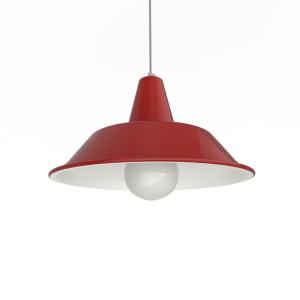 Suspension en métal rouge brillant et blanc interne E27