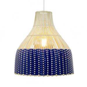 Suspension en rotin bleu