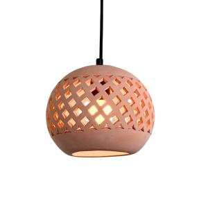 Suspension en terre cuite avec câble beige D.22cm