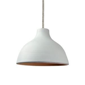 Suspension en terre cuite blanche avec câble textile lin D.…