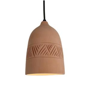 Suspension en terre cuite motif Inca avec câble textile noi…