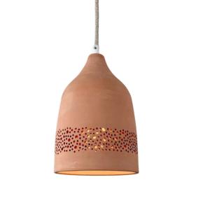 Suspension en terre cuite motif Sara avec câble textile lin…