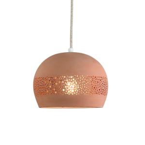 Suspension en terre cuite motif Sara avec câble textile lin…