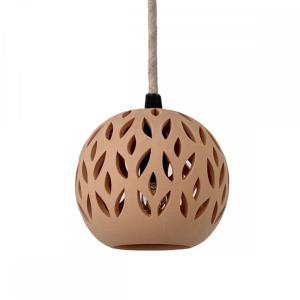 Suspension en terre cuite naturelle avec câble textile lin…