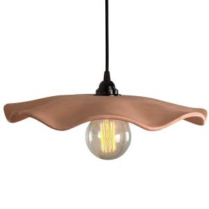 Suspension en terre cuite ondulée avec câble beige D.40cm