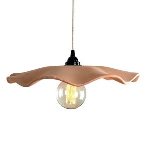 Suspension en terre cuite ondulée avec câble lin beige D.40…
