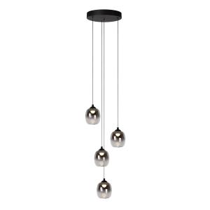 Suspension en verre 4 lumières en verre fumé  36cm