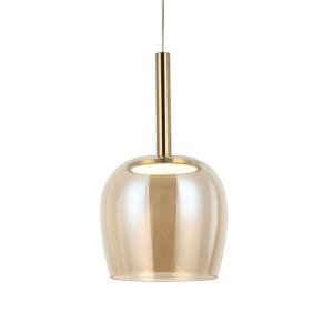 Suspension en verre Ambré et laiton 25 cm