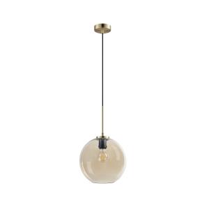 Suspension en verre ambre et laiton D25